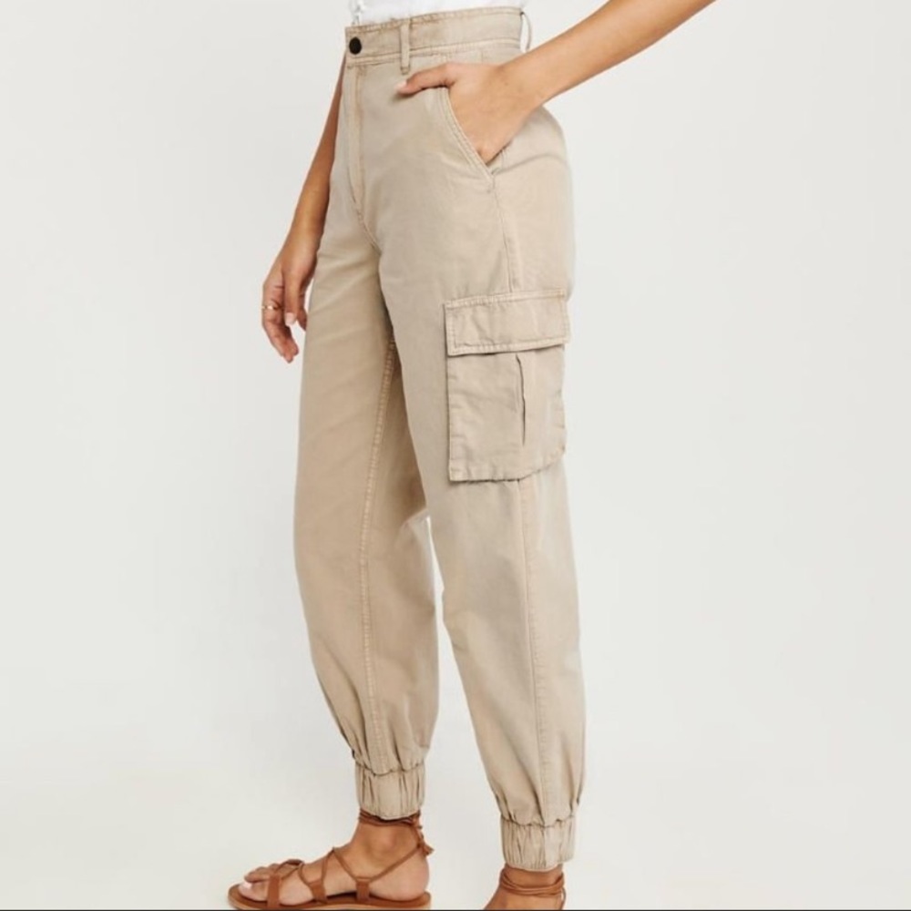 High Rise Khaki Cargo Jogger